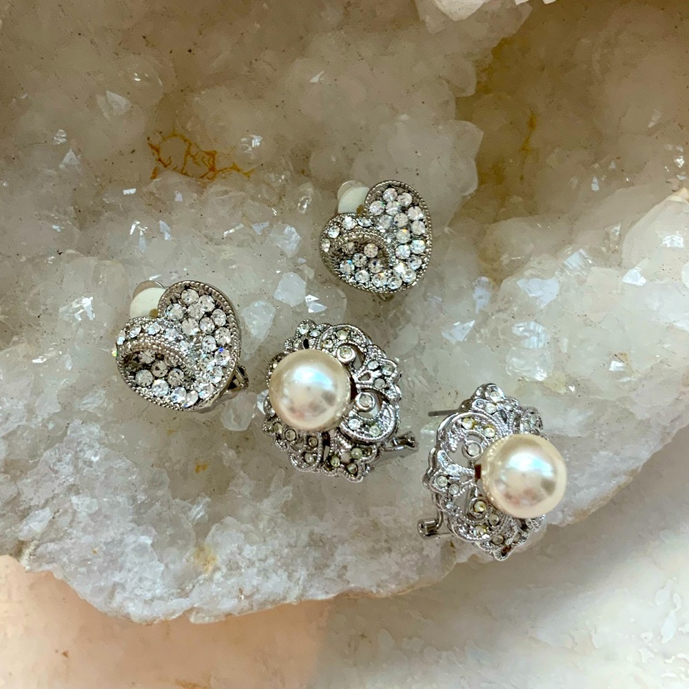 Carucci and Rucinni Silver and Crystal Earrings Set NWOT